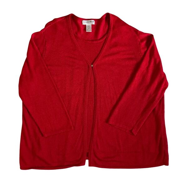 Sag Harbor 2 Layer 1-Piece Cardigan Sweater Size 3XL Red Long Sleeves Stretch - Picture 5 of 7